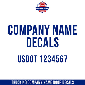 truck door company name with usdot lettering
