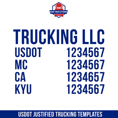 company name with usdot, mc, ca number decal stickers