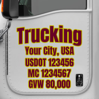 custom usdot truck door decal lettering
