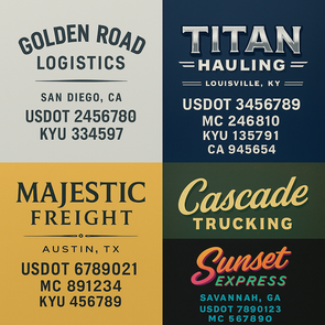 Truck Door Decal Sticker Signs With USDOT, MC, KYU, CA & Others | US DOT Compliant Truck Door Signs For Semi-Trucks, Work Trucks, Hot Shots (Set of 2)