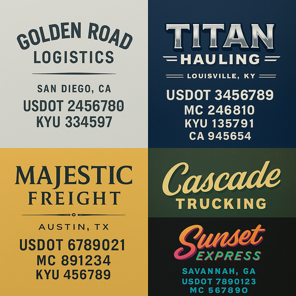 Truck Door Decal Sticker Signs With USDOT, MC, KYU, CA & Others | US DOT Compliant Truck Door Signs For Semi-Trucks, Work Trucks, Hot Shots (Set of 2)
