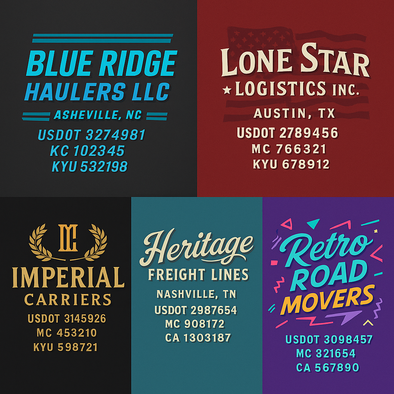 Truck Door Decal Sticker Signs With USDOT, MC, KYU, CA & Others | US DOT Compliant Truck Door Signs For Semi-Trucks, Work Trucks, Hot Shots (Set of 2)