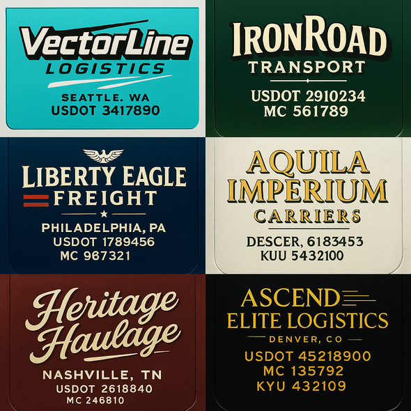 Truck Door Decal Sticker Signs With USDOT, MC, KYU, CA & Others | US DOT Compliant Truck Door Signs For Semi-Trucks, Work Trucks, Hot Shots (Set of 2)