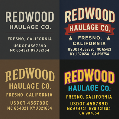 Truck Door Decal Sticker Signs With USDOT, MC, KYU, CA & Others | US DOT Compliant Truck Door Signs For Semi-Trucks, Work Trucks, Hot Shots (Set of 2)