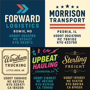 Truck Door Decal Sticker Signs With USDOT, MC, KYU, CA & Others | US DOT Compliant Truck Door Signs For Semi-Trucks, Work Trucks, Hot Shots (Set of 2)