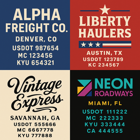 Truck Door Decal Sticker Signs With USDOT, MC, KYU, CA & Others | US DOT Compliant Truck Door Signs For Semi-Trucks, Work Trucks, Hot Shots (Set of 2)