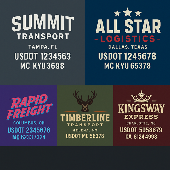 Truck Door Decal Sticker Signs With USDOT, MC, KYU, CA & Others | US DOT Compliant Truck Door Signs For Semi-Trucks, Work Trucks, Hot Shots (Set of 2)