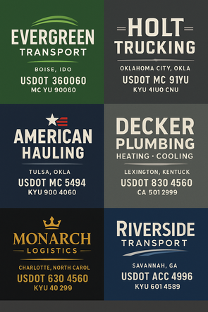 Truck Door Decal Sticker Signs With USDOT, MC, KYU, CA & Others | US DOT Compliant Truck Door Signs For Semi-Trucks, Work Trucks, Hot Shots (Set of 2)
