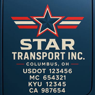Truck Door Decal Sticker Signs With USDOT, MC, KYU, CA & Others | US DOT Compliant Truck Door Signs For Semi-Trucks, Work Trucks, Hot Shots (Set of 2)