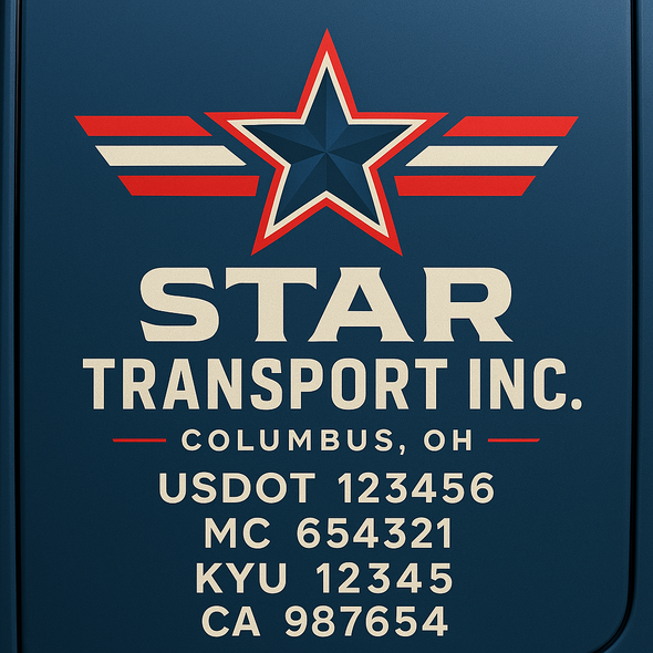 Truck Door Decal Sticker Signs With USDOT, MC, KYU, CA & Others | US DOT Compliant Truck Door Signs For Semi-Trucks, Work Trucks, Hot Shots (Set of 2)