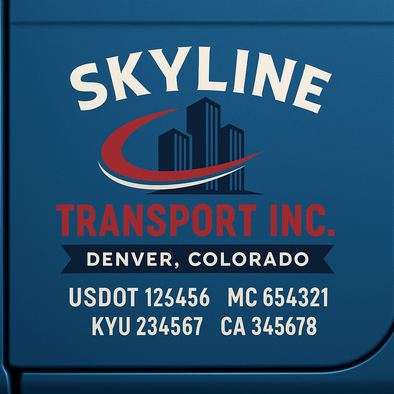 Truck Door Decal Sticker Signs With USDOT, MC, KYU, CA & Others | US DOT Compliant Truck Door Signs For Semi-Trucks, Work Trucks, Hot Shots (Set of 2)