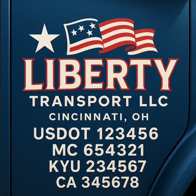 Truck Door Decal Sticker Signs With USDOT, MC, KYU, CA & Others | US DOT Compliant Truck Door Signs For Semi-Trucks, Work Trucks, Hot Shots (Set of 2)