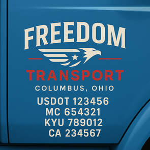 Truck Door Decal Sticker Signs With USDOT, MC, KYU, CA & Others | US DOT Compliant Truck Door Signs For Semi-Trucks, Work Trucks, Hot Shots (Set of 2)