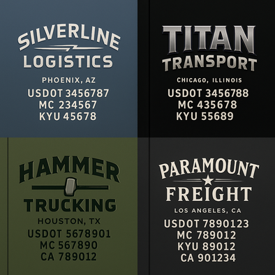 Truck Door Decal Sticker Signs With USDOT, MC, KYU, CA & Others | US DOT Compliant Truck Door Signs For Semi-Trucks, Work Trucks, Hot Shots (Set of 2)