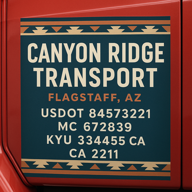 Truck Door Decal Sticker Signs With USDOT, MC, KYU, CA & Others | US DOT Compliant Truck Door Signs For Semi-Trucks, Work Trucks, Hot Shots (Set of 2)