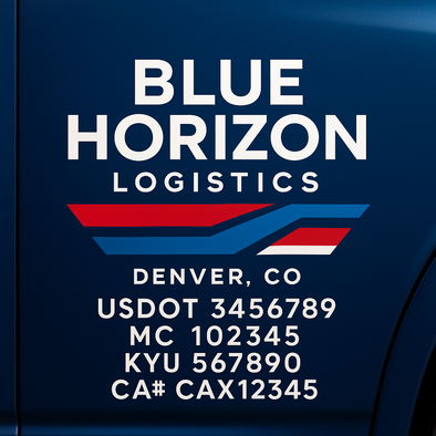 Truck Door Decal Sticker Signs With USDOT, MC, KYU, CA & Others | US DOT Compliant Truck Door Signs For Semi-Trucks, Work Trucks, Hot Shots (Set of 2)