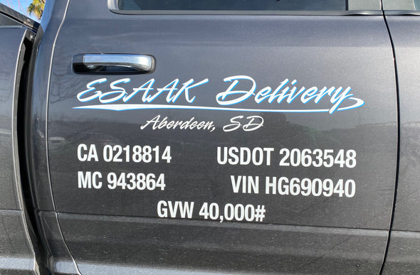 truck door lettering with ca usdot mc vin gvw decal sticker