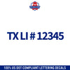 TX LI Number Decal Lettering (Set of 2)