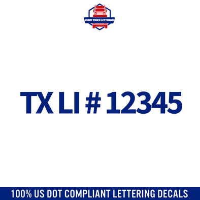 TX LI Number Decal Lettering (Set of 2)