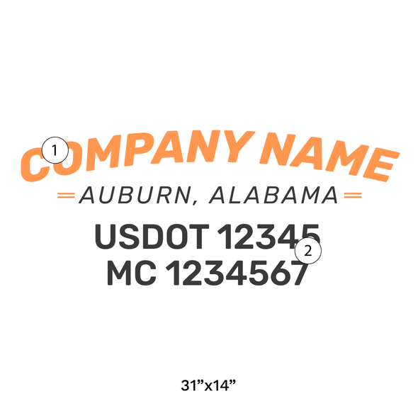 truck door decal with USDOT, MC