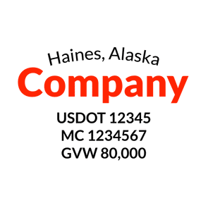 truck door decal with USDOT, MC, GVW