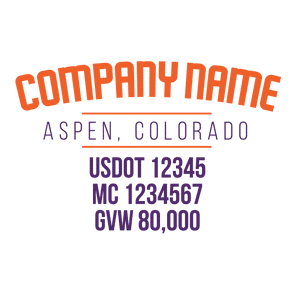 truck door decal with USDOT, MC, GVW