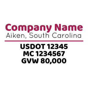 truck door decal with USDOT, MC, GVW