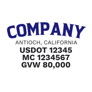 truck door decal with USDOT, MC, GVW