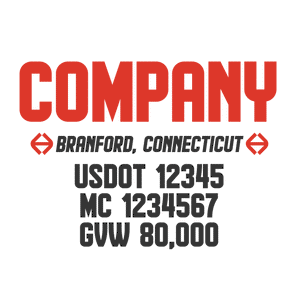 truck door decal with USDOT, MC, GVW