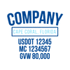 truck door decal with USDOT, MC, GVW