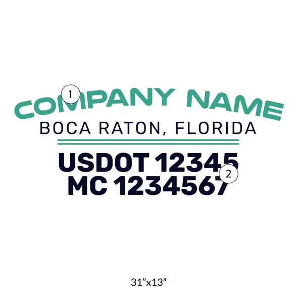 truck door decal with USDOT, MC