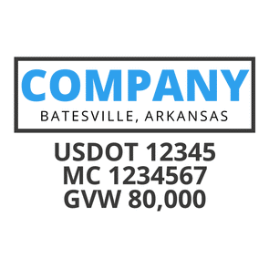 truck door decal with USDOT, MC, GVW