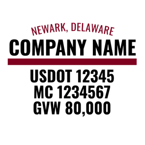 truck door decal with USDOT, MC, GVW