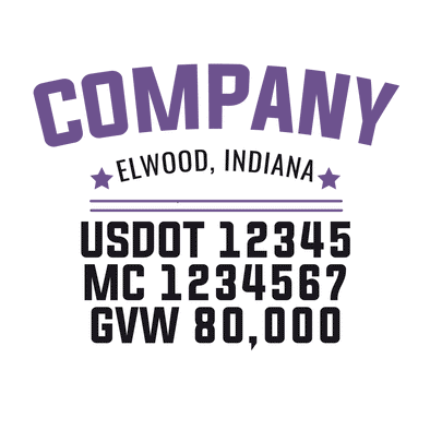 truck door decal with USDOT, MC, GVW