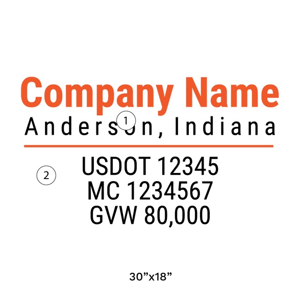 truck door decal with USDOT, MC, GVW