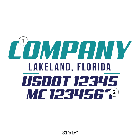 truck door decal with USDOT, MC