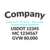 truck door decal with USDOT, MC, GVW