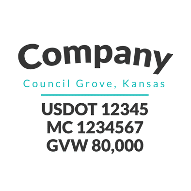 truck door decal with USDOT, MC, GVW