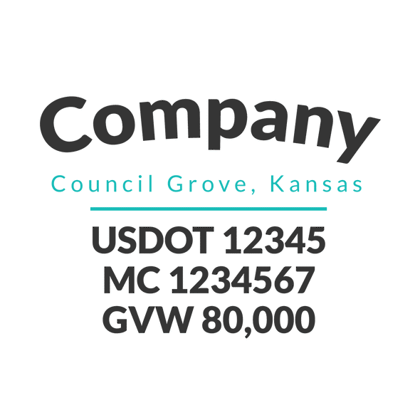 truck door decal with USDOT, MC, GVW