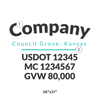 truck door decal with USDOT, MC, GVW
