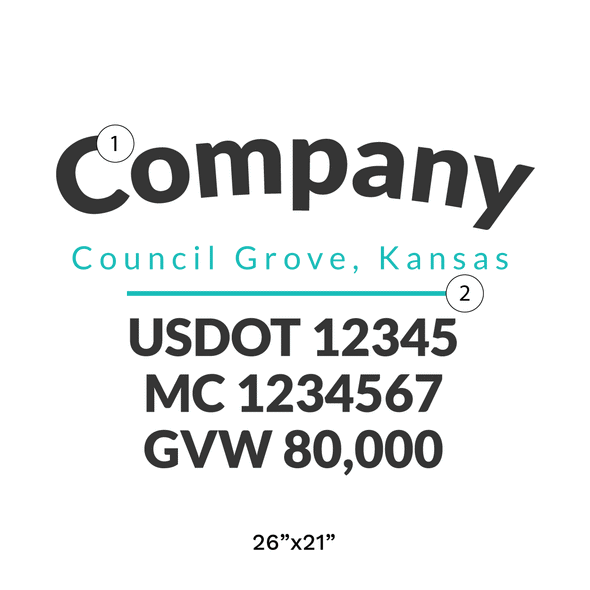 truck door decal with USDOT, MC, GVW