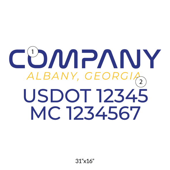 truck door decal with USDOT, MC