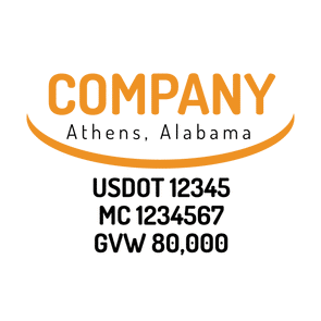 truck door decal with USDOT, MC, GVW