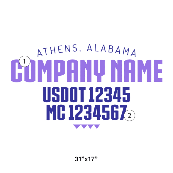 Company Name Truck Door Decal (USDOT, MC, GVW) 2 Pack