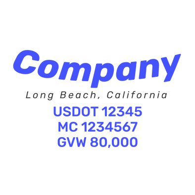 truck door decal with USDOT, MC, GVW
