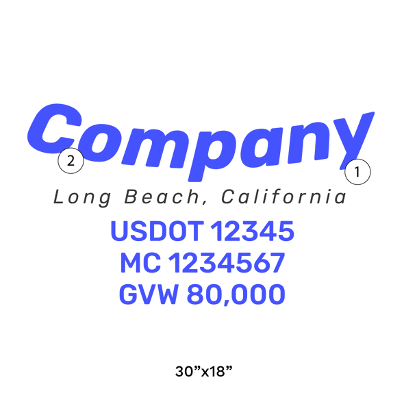 truck door decal with USDOT, MC, GVW