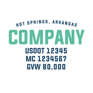 truck door decal with USDOT, MC, GVW