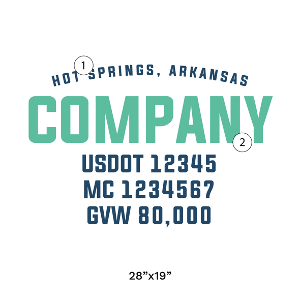 truck door decal with USDOT, MC, GVW