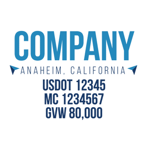 truck door decal with USDOT, MC, GVW