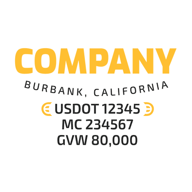 truck door decal with USDOT, MC, GVW